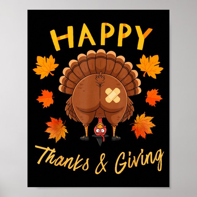 Funny Thanksgiving Guess What Turkey Butt  Poster (Front)