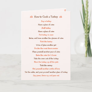 Funny Thanksgiving How To Cook Turkey Recipe Holiday Card