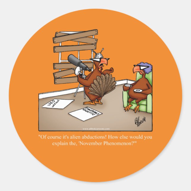 Funny Thanksgiving Humour Stickers (Front)