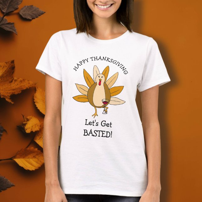 Funny Thanksgiving Humour Turkey with Wine T-Shirt (Creator Uploaded)