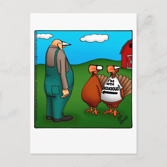Funny Thanksgiving "I'm With Delicious" Postcard (Front)
