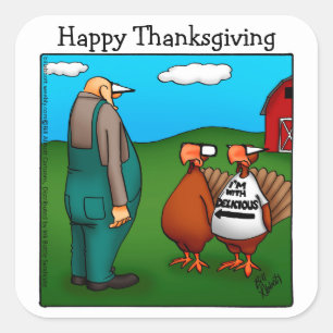 Funny Thanksgiving "I'm With Delicious" Stickers