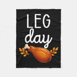 Funny Thanksgiving Leg Day Family Matching Turkey Fleece Blanket