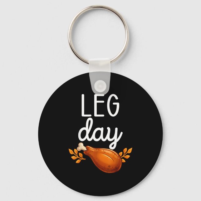 Funny Thanksgiving Leg Day Family Matching Turkey  Key Ring (Front)