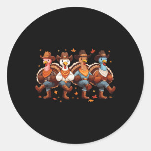 Funny Thanksgiving Line Dance Matching Family Grou Classic Round Sticker