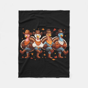 Funny Thanksgiving Line Dance Matching Family Grou Fleece Blanket