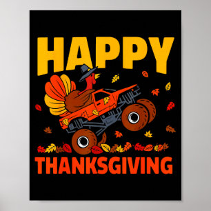 Funny Thanksgiving Monster Truck Turkey Ride Fall Poster