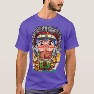 Funny Thanksgiving Native American Boy Pumpkin Tur T-Shirt