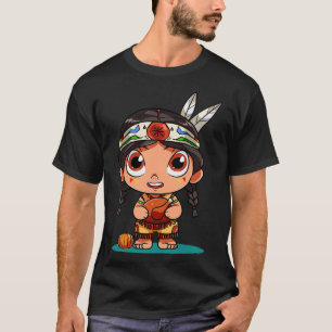 Funny Thanksgiving Native American Girl Pumpkin Tu T-Shirt