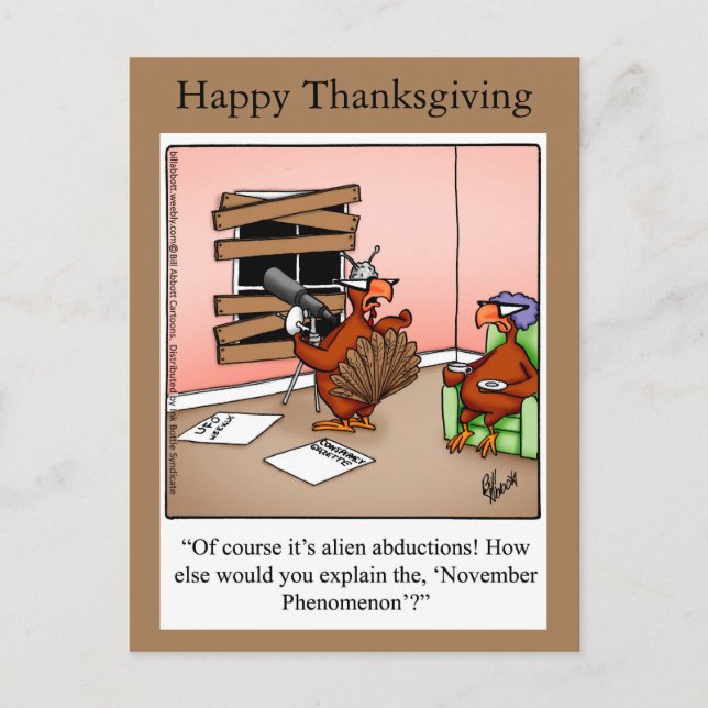Funny Thanksgiving "November Phenomenon" Postcard (Front)