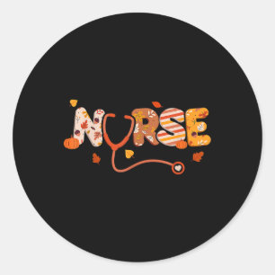 Funny Thanksgiving Nurse Turkey Day Fall Love Rn E Classic Round Sticker