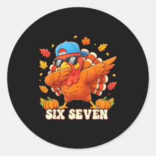 Funny Thanksgiving Outfit Kids Toddler Boys Dab Tu Classic Round Sticker