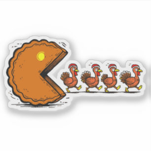 Funny Thanksgiving Pie Eating Turkey Retro Gaming