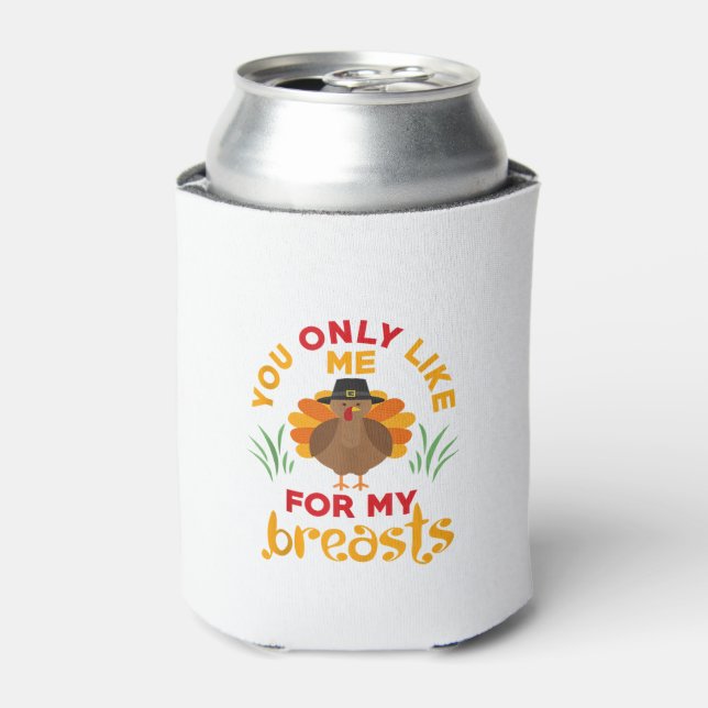 Funny Thanksgiving Pilgrim Turkey  Can Cooler (Can Front)