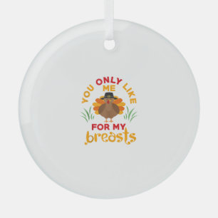Funny Thanksgiving Pilgrim Turkey Glass Tree Decoration