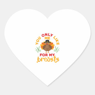 Funny Thanksgiving Pilgrim Turkey Heart Sticker