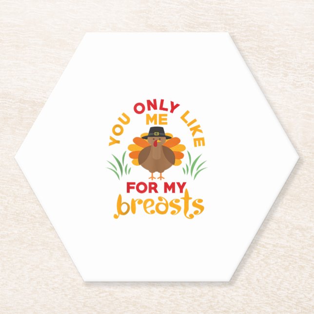 Funny Thanksgiving Pilgrim Turkey  Paper Coaster (Front)