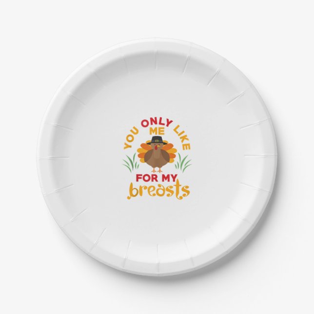 Funny Thanksgiving Pilgrim Turkey  Paper Plate (Front)