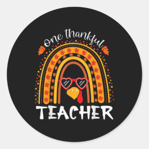 Funny Thanksgiving Rainbow Leopard Fall One Thankf Classic Round Sticker