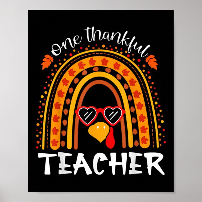 Funny Thanksgiving Rainbow Leopard Fall One Thankf Poster (Front)