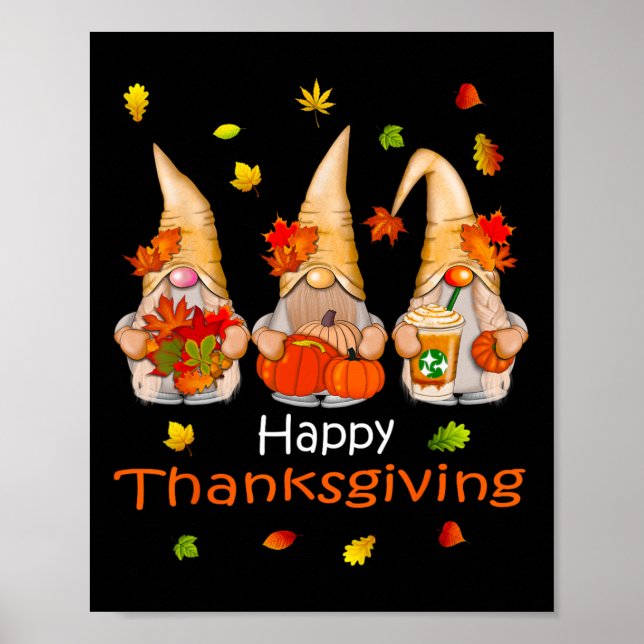 Funny Thanksgiving S For Women Gnome - Gnomies Fam Poster (Front)