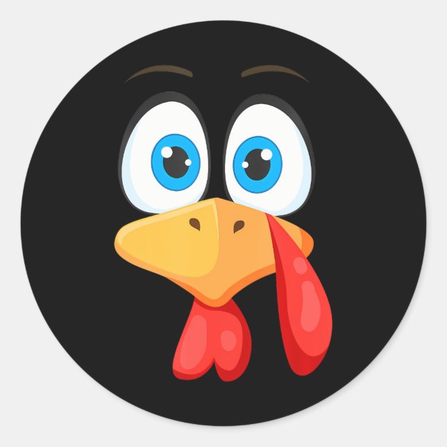 Funny Thanksgiving s Turkey Face Classic Round Sticker (Front)