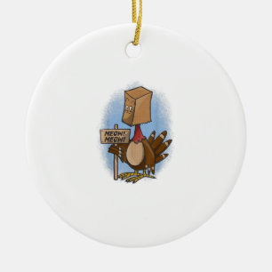 Funny Thanksgiving Shirts Turkey Shirt Fake Cat Me Ceramic Ornament