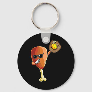 Funny Thanksgiving Softll Team Player Coach Turkey Key Ring