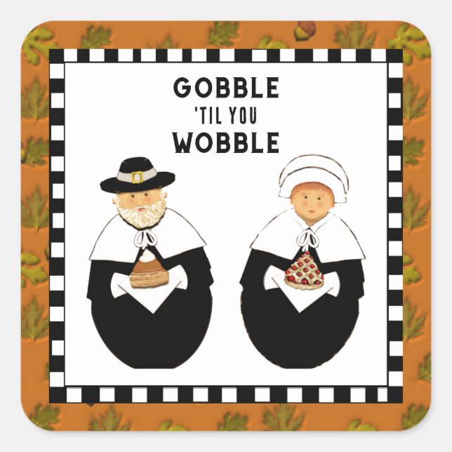 Funny Thanksgiving Square Sticker (Front)