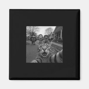 Funny Thanksgiving Surprised Scared Cat Selfie Tur Magnet