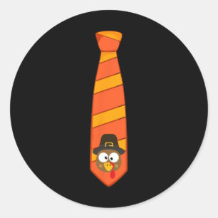 Funny Thanksgiving Tie With Turkey For Family Dinn Classic Round Sticker