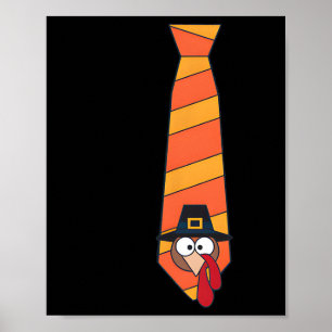 Funny Thanksgiving Tie With Turkey For Family Dinn Poster