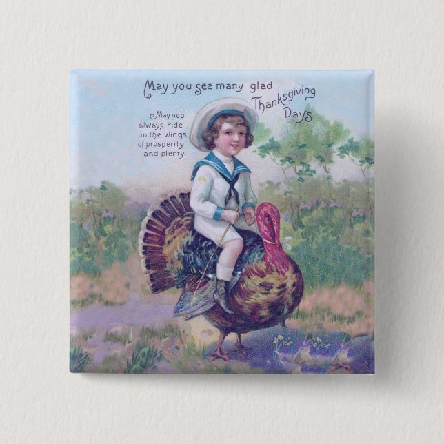 Funny Thanksgiving Turkey 15 Cm Square Badge (Front)