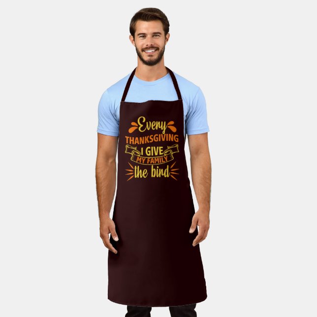 funny Thanksgiving turkey bird word art  Apron (Worn)