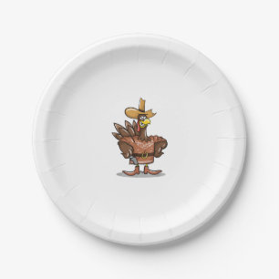Funny Thanksgiving Turkey Cowboy Gift Lover  Paper Plate