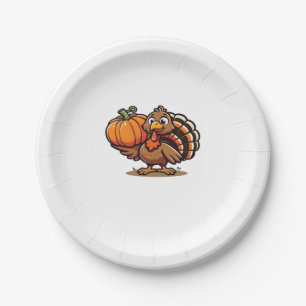 Funny Thanksgiving Turkey Design  Family Holiday M Paper Plate
