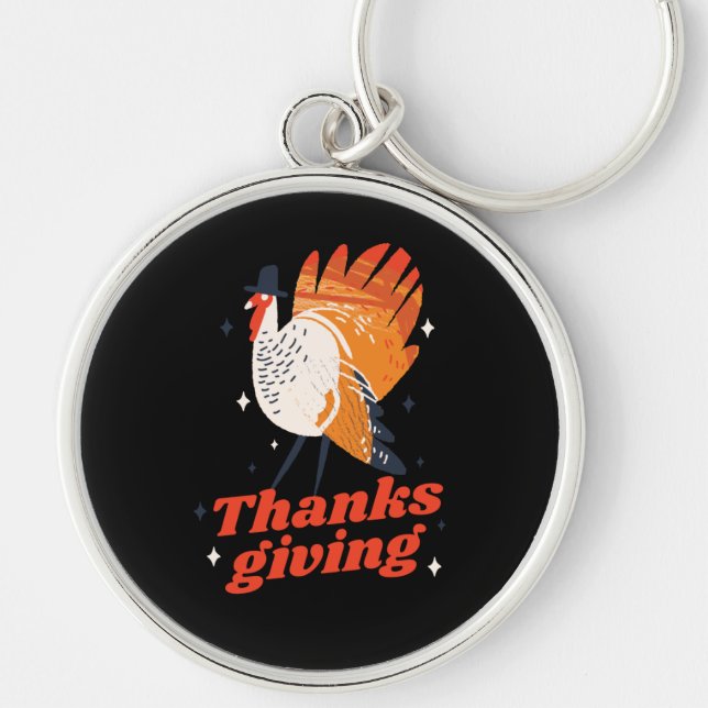 Funny Thanksgiving Turkey Dinner Key Ring (Front)