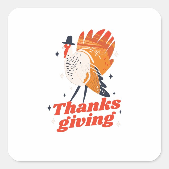 Funny Thanksgiving Turkey Dinner Square Sticker (Front)
