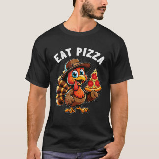 Funny Thanksgiving Turkey Eat Pizza Italian Thanks T-Shirt