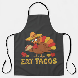 Funny Thanksgiving turkey eating tacos Apron