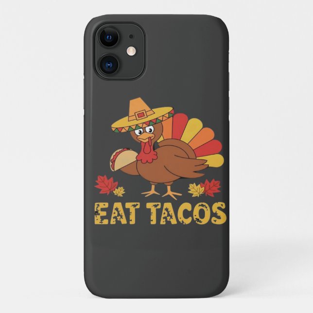 Funny Thanksgiving turkey eating tacos Case-Mate iPhone Case (Back)