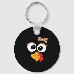 Funny Thanksgiving Turkey Face Costume Women Girl Key Ring