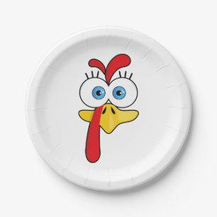 Funny Thanksgiving Turkey Face  Paper Plate