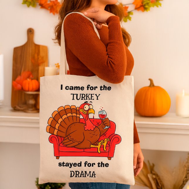 Funny Thanksgiving  Turkey & Family Drama Quote Tote Bag (Creator Uploaded)