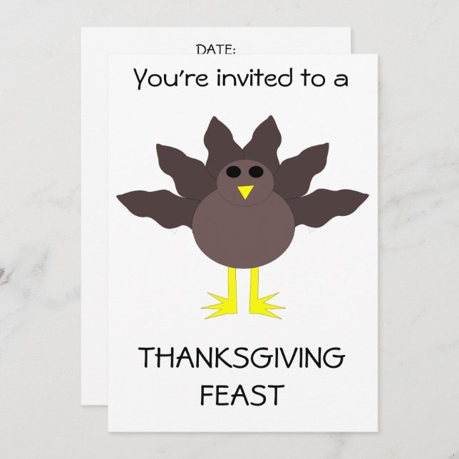 Funny Thanksgiving Turkey Feast Custom Invitation (Front/Back)