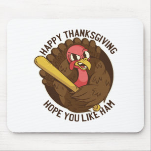 Funny Thanksgiving Turkey Fighter Mouse Pad