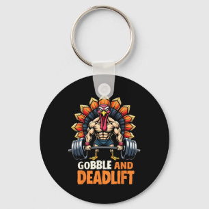 Funny Thanksgiving Turkey Gobble And Deadlift Gym  Key Ring