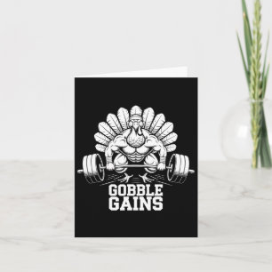 Funny Thanksgiving Turkey Gobble Gains Gym Workout Card