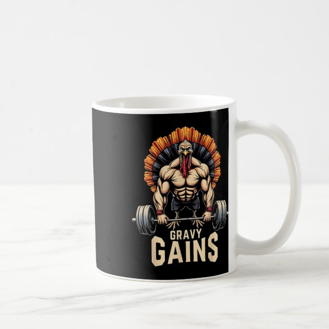 Funny Thanksgiving Turkey Gravy Gains Motivation G Coffee Mug (Right)
