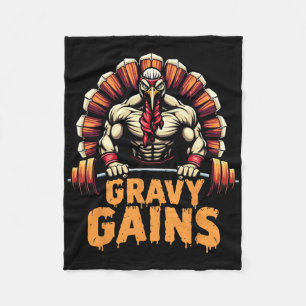 Funny Thanksgiving Turkey Gravy Gains Motivation G Fleece Blanket